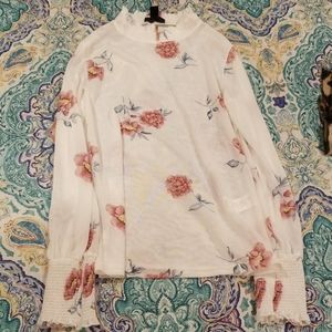 White sheer long sleeve blouse